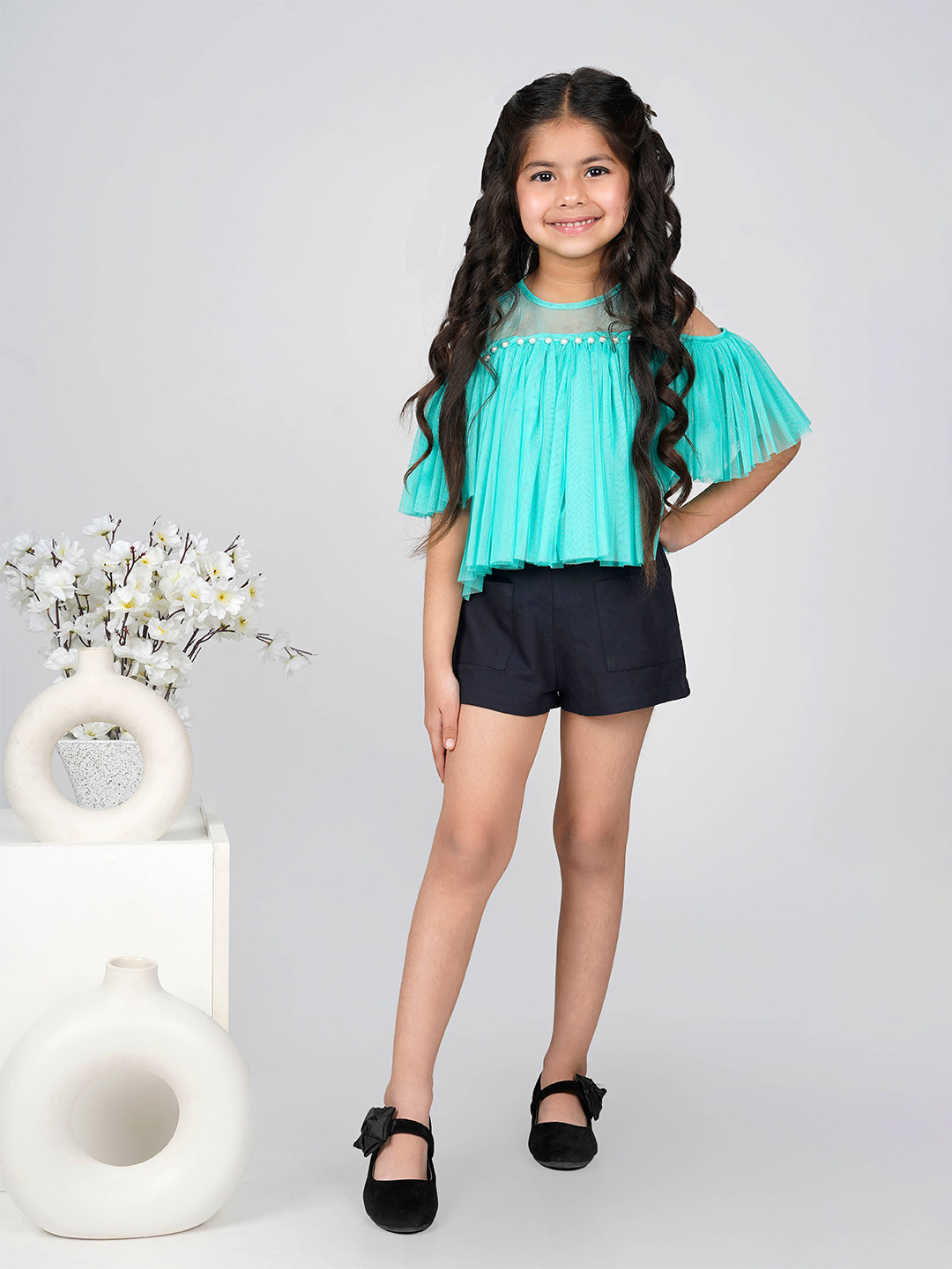 Jelly Jones Cold Shoulder Sleeve Layered Cotton Top