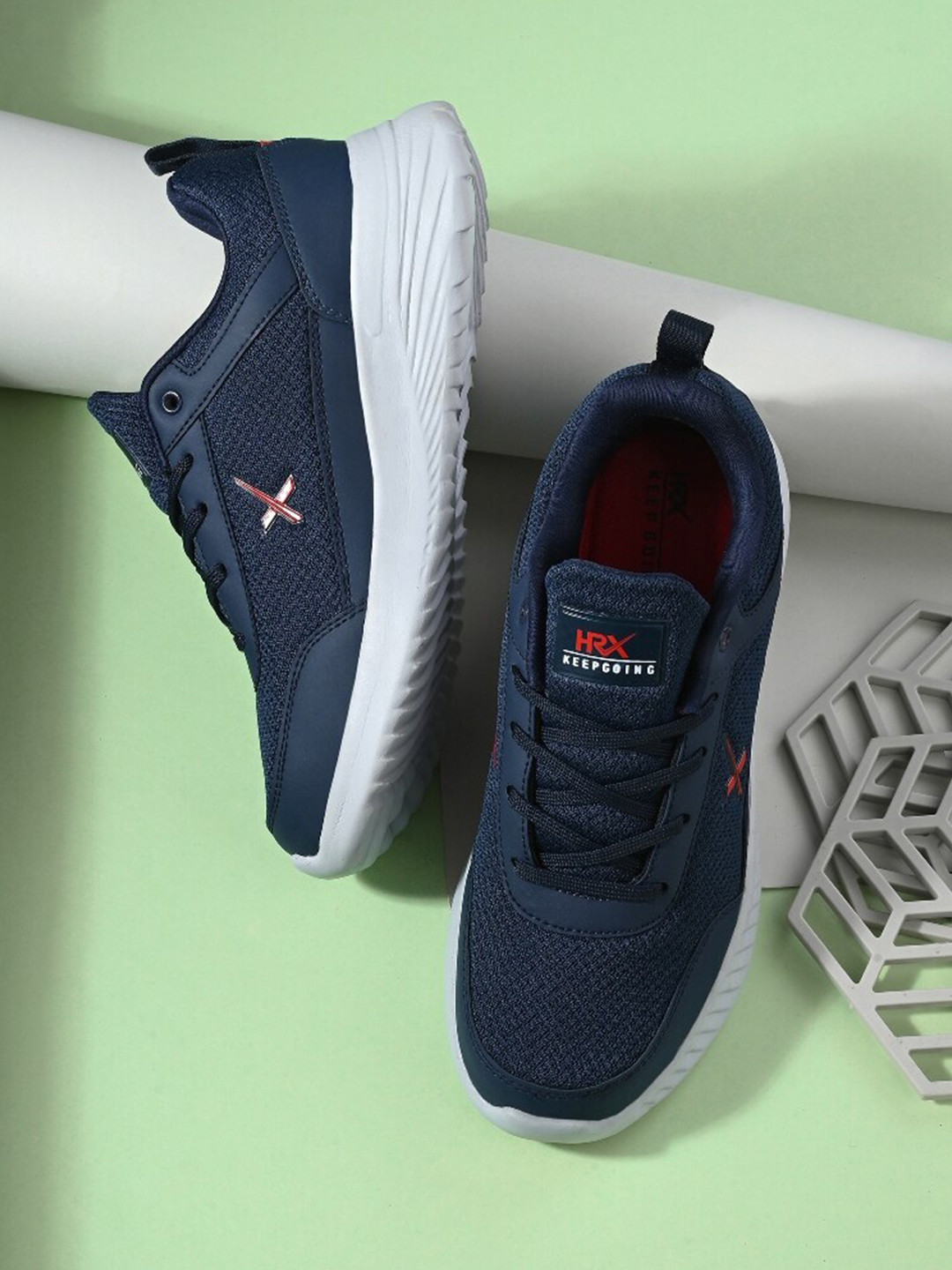 HRX by Hrithik Roshan Men Navy Blue And White Non-Marking Fresh Foam Walking Sports Shoes