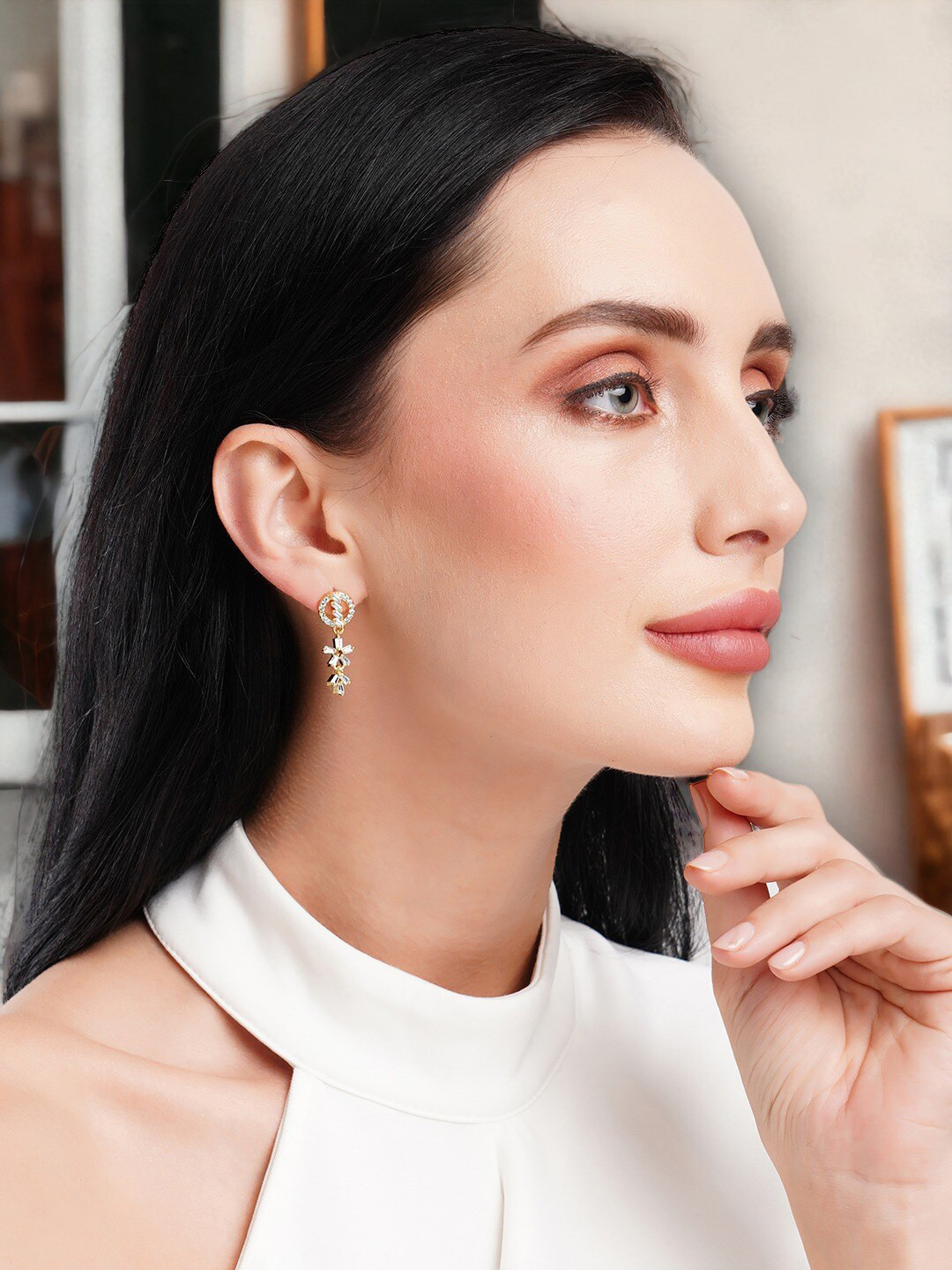 HOT AND BOLD Gold-Plated Contemporary Drop Earrings