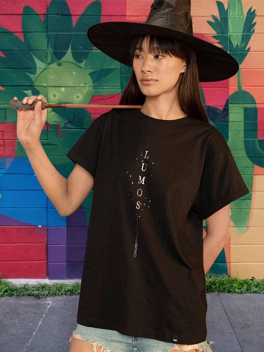 Bewakoof X Harry Potter Typography Printed Relaxed Fit Pure Cotton T-shirt