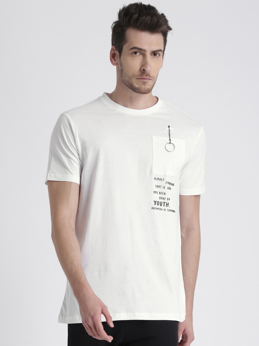 Buy Splash Men White Solid Round Neck T 