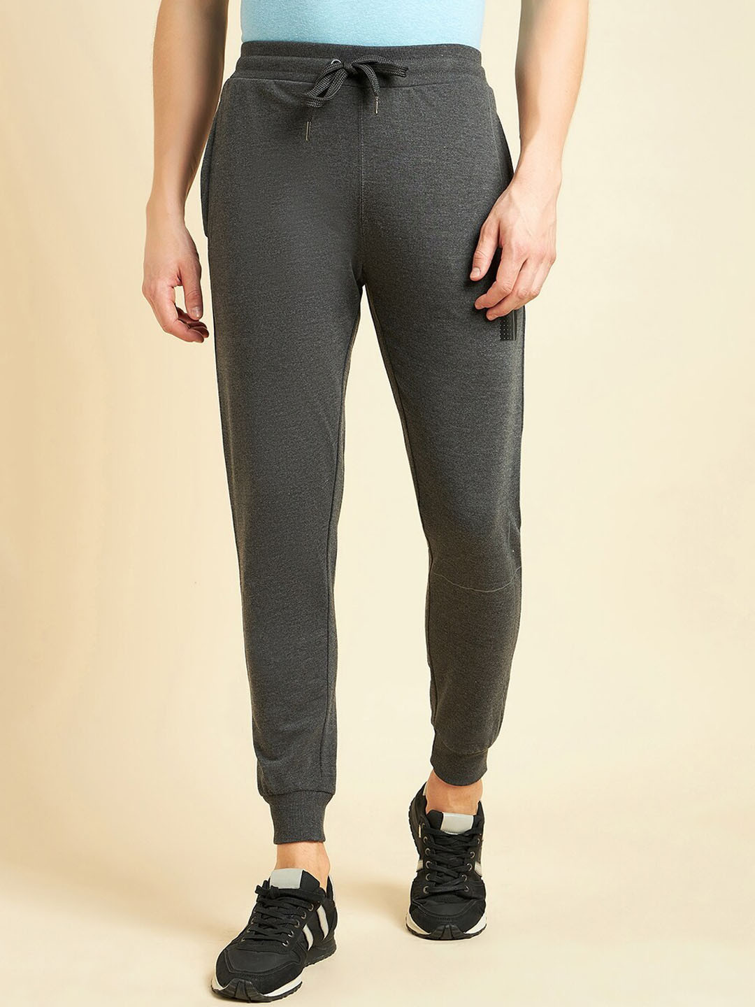 Sweet Dreams Men Charcoal Dry Fit Mid Rise Cotton Joggers
