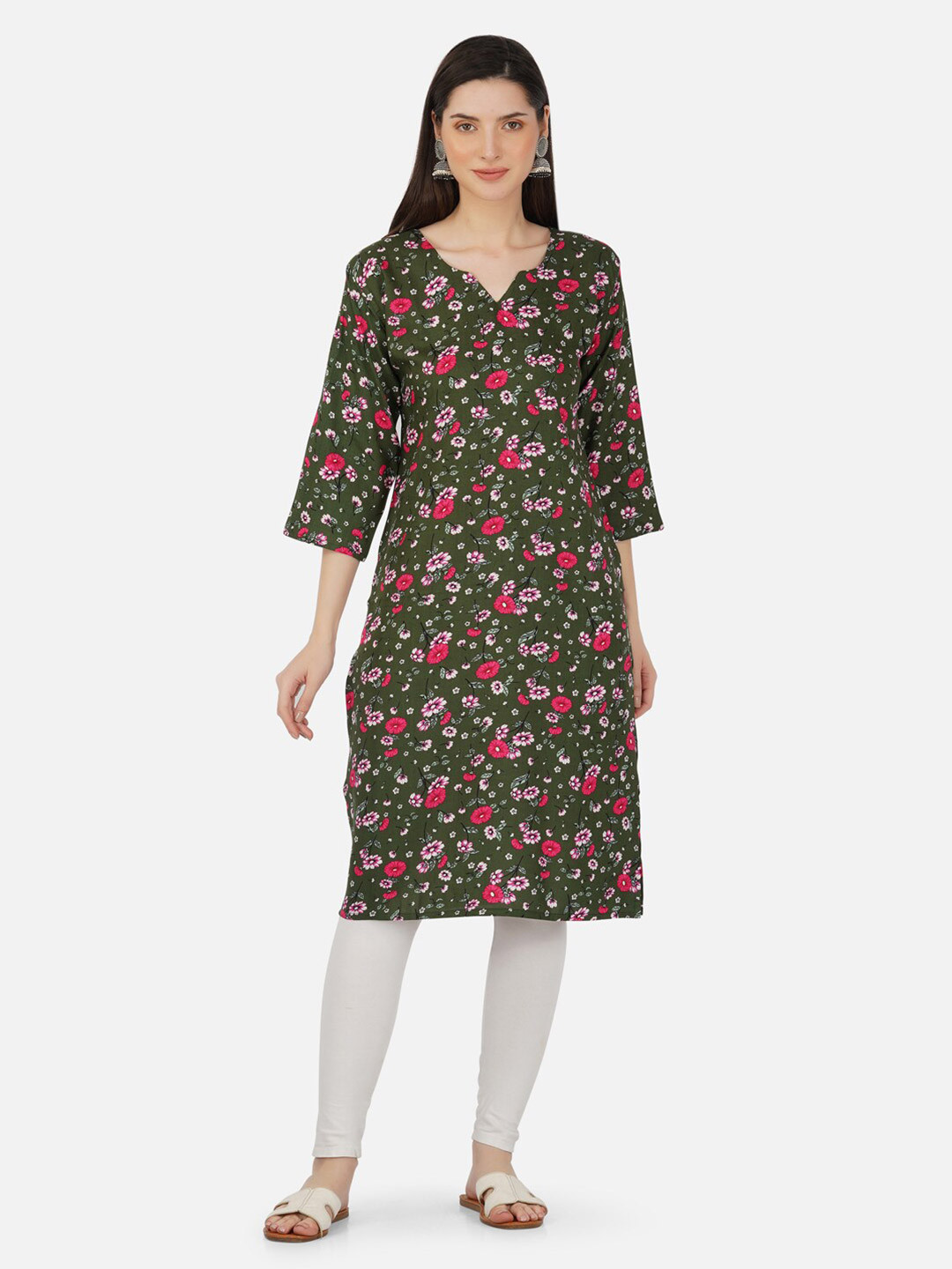 Romaisa Floral Printed Notched Neck Kurta
