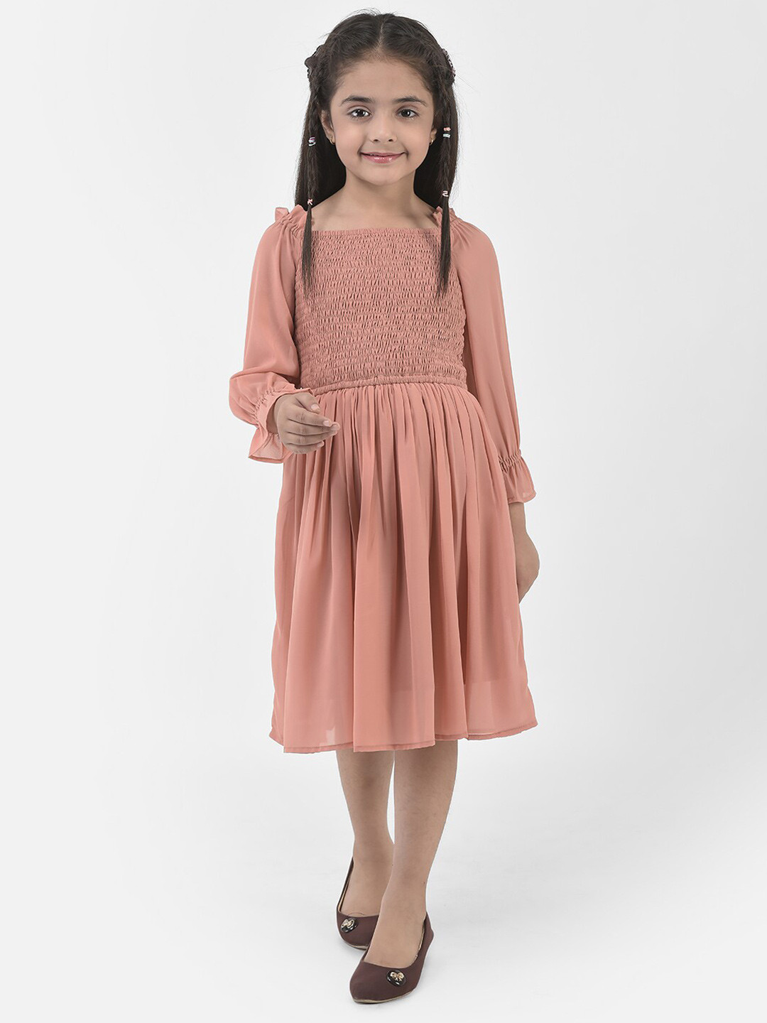 Eavan Girls Bell Sleeve Georgette Fit & Flare Midi Dress