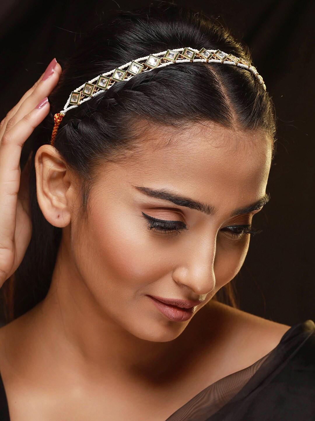 Anouk Gold-Plated Kundan-Studded & Pear Beaded Mathapatti