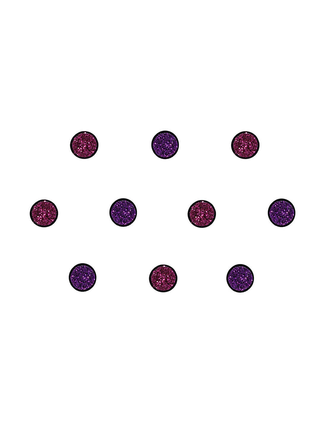 Comet Busters Magenta & Purple Embellished Round Shaped Reusable Bindis - 10 Pcs