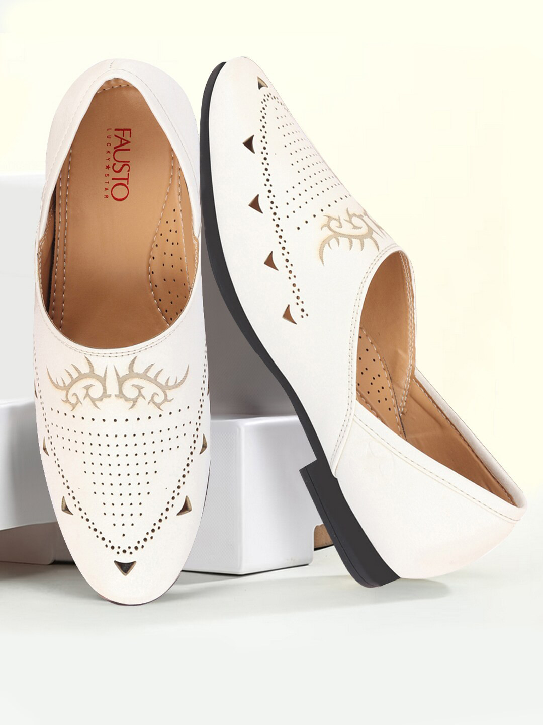 FAUSTO Men Perforated Laser Cut Lightweight Mojaris