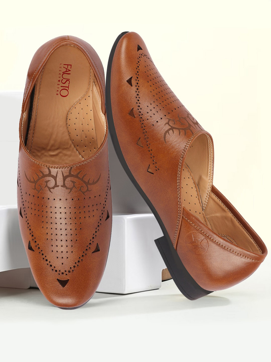 FAUSTO Men Perforated Laser Cut Lightweight Mojaris