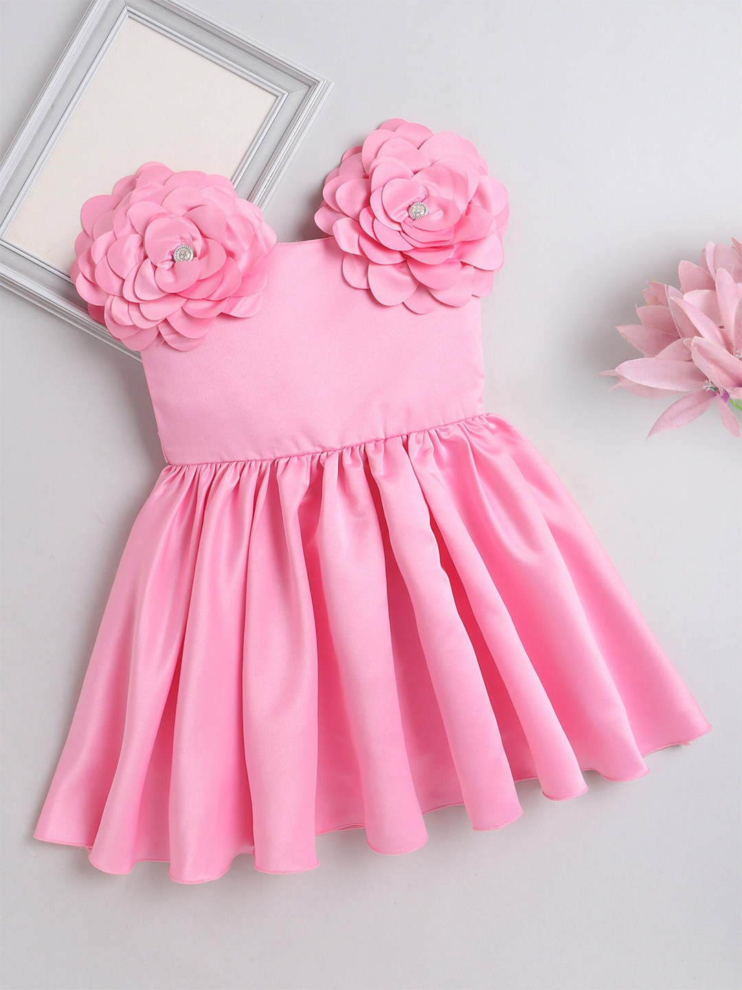 The Magic Wand Girls Puff Sleeve Fit And Flare Dress