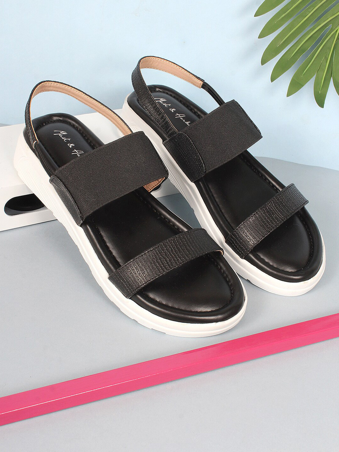 Mast & Harbour Black And White Textured Comfort Heels