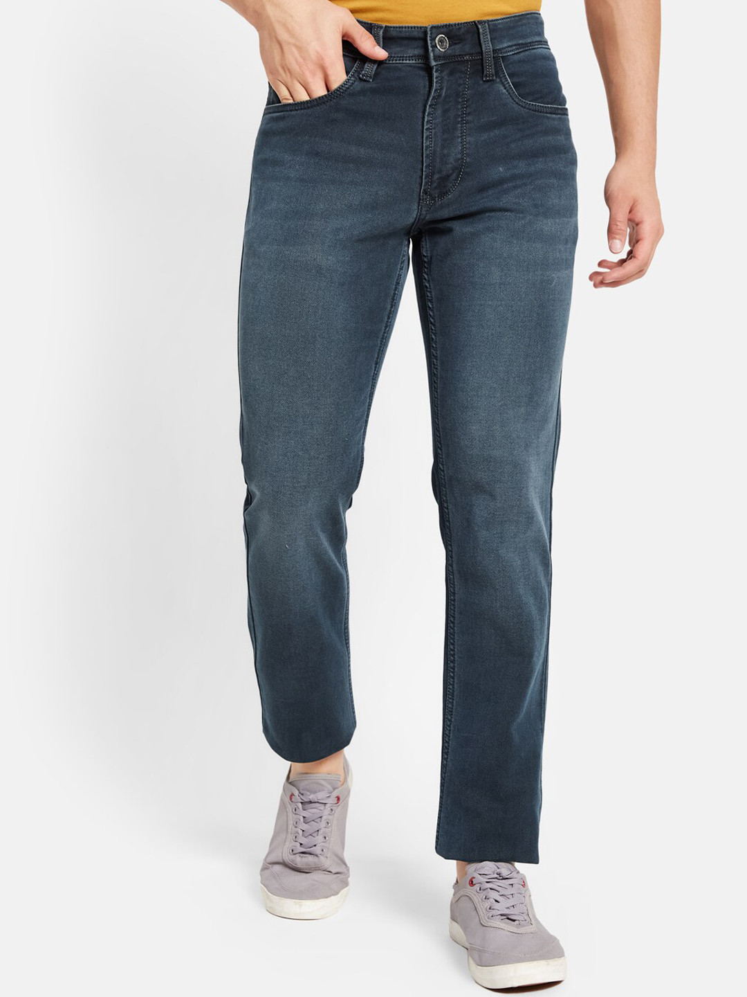 Octave Men Mid Rise Light Fade Whiskers and chevrons Cotton Stretchable Jeans