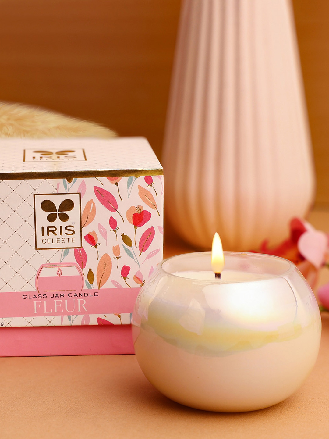 IRIS CELESTE Pearl Scented 1 Wick Fleur Solid Round Regular Diya Candles