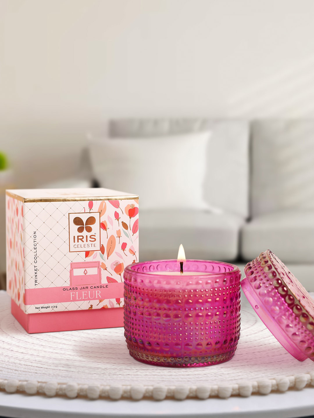 IRIS CELESTE Trinket Scented 1 Wick Fleur Solid Geometric Regular Jar Candles