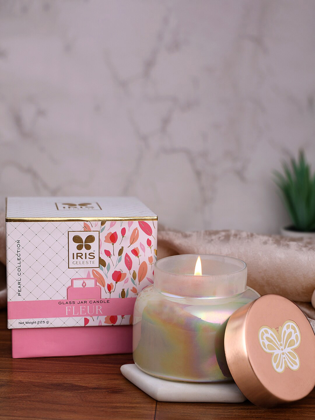 IRIS CELESTE Pearl Scented 1 Wick Fleur Solid Geometric Regular Jar Candles