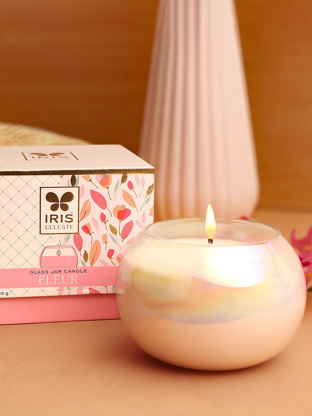 IRIS CELESTE Pearl Scented 1 Wick Fleur Solid Round Regular Diya Candles