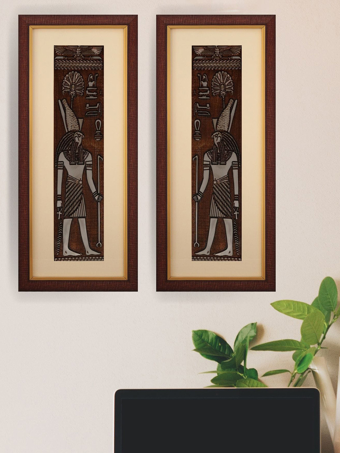 SHREE KALA HOME DECOR Ancient Egyptian Canvas 2 Pcs Paintings Wall Art -23x10In