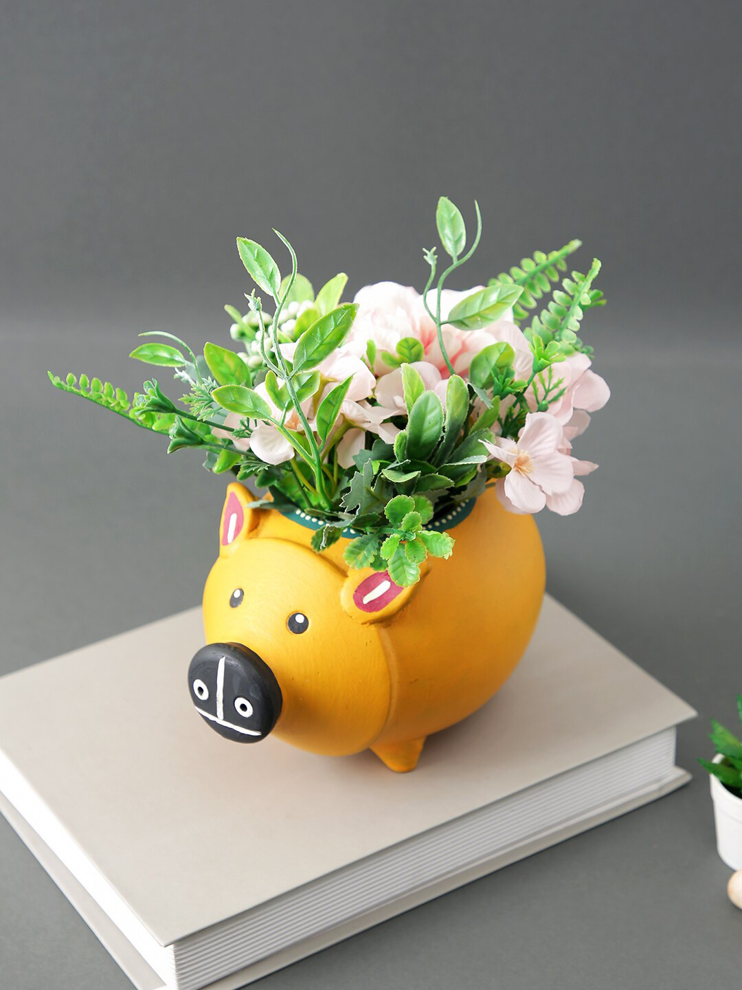 Aapno Rajasthan Yellow Pig Shaped Terracotta Planter