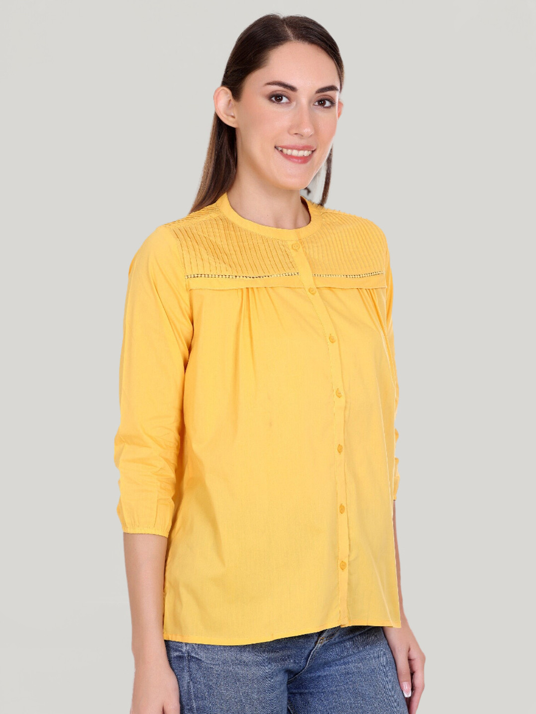 Moda Elementi Round Neck Shirt Style Cotton Top