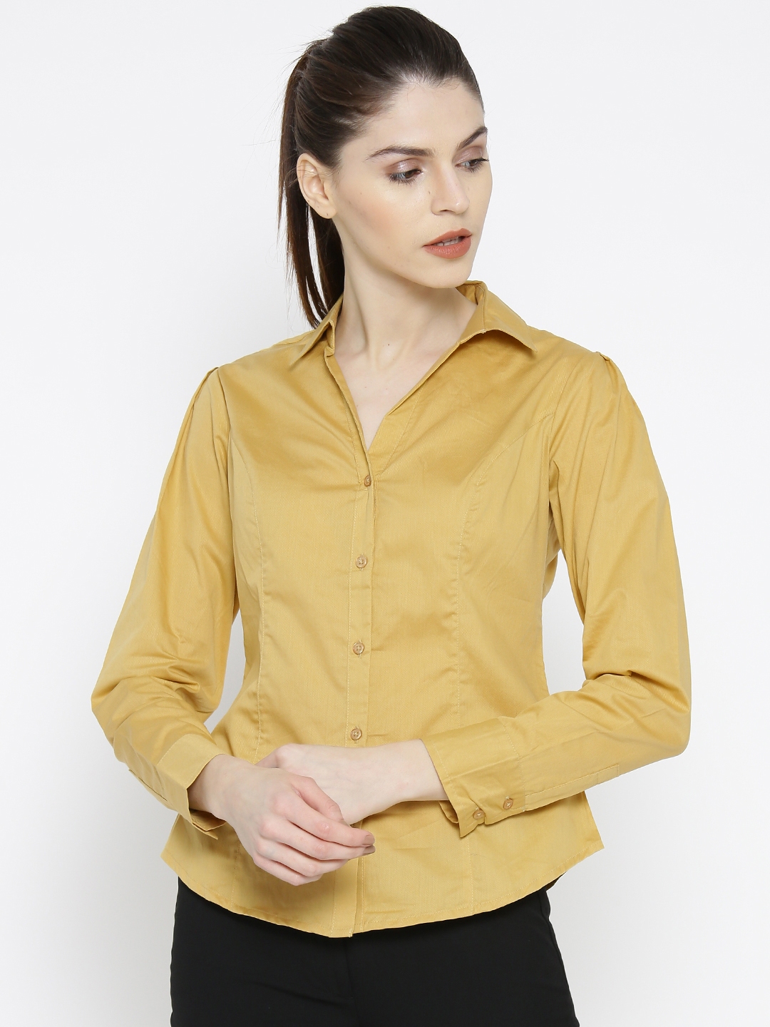 Yellow formal hot sale shirt women's