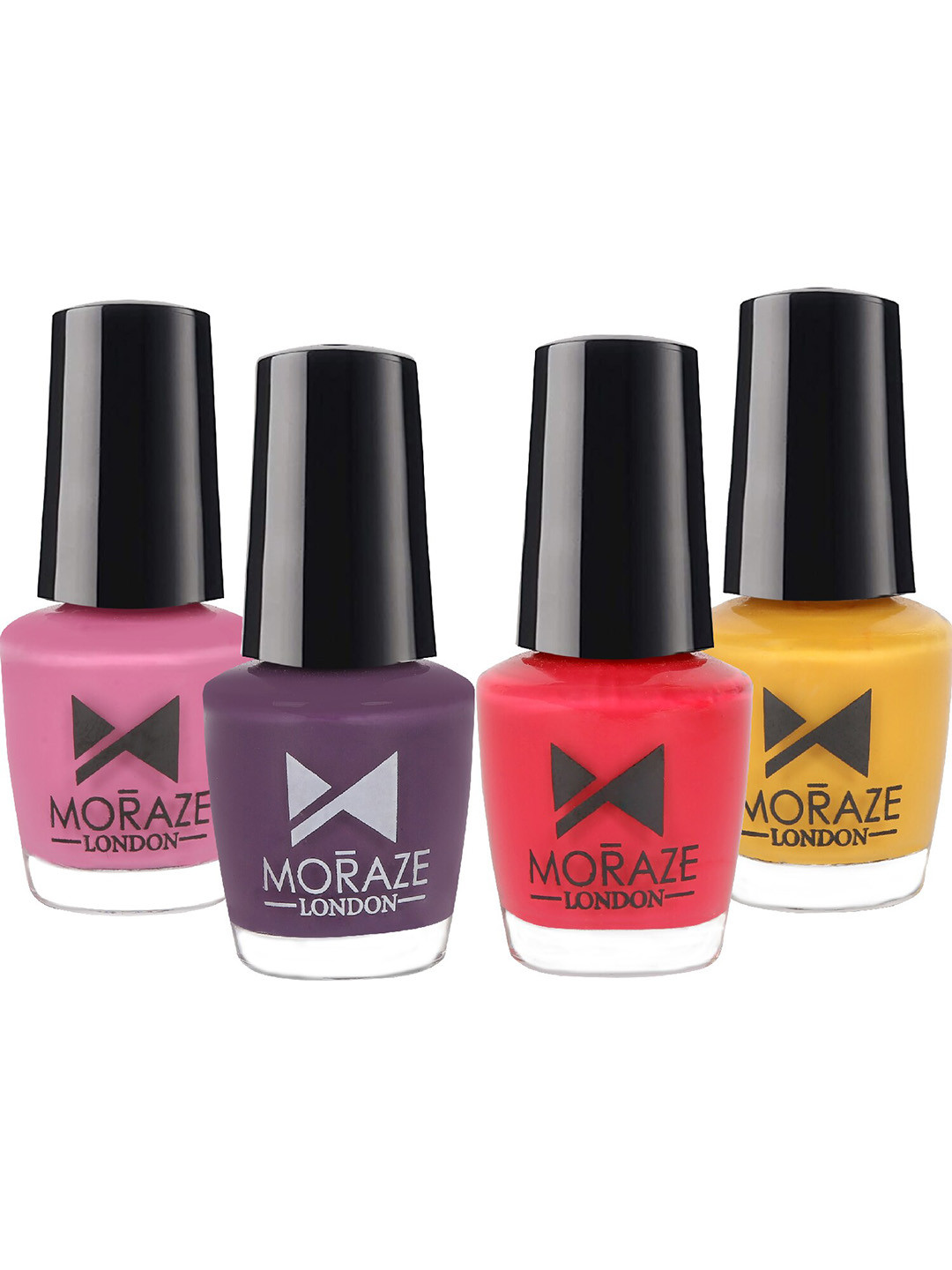 Moraze Set Of 4 London High Gloss Nail Polishes- Make Me Blush- Purple Phoenix- First Kiss