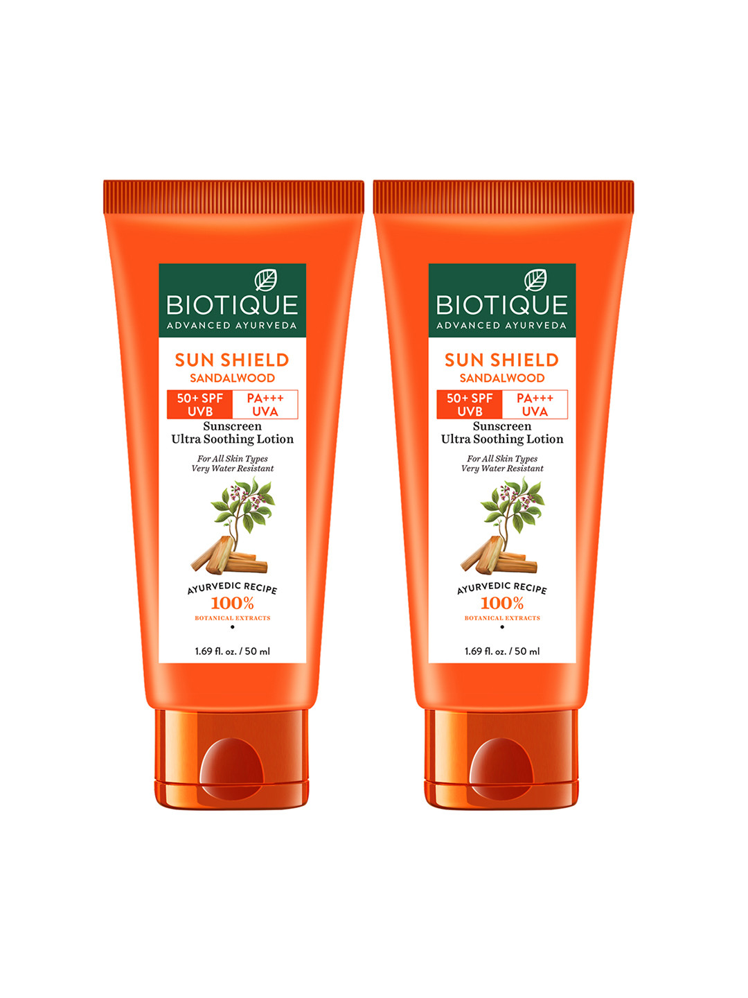 Biotique Set of 2 Bio Sandalwood SPF 50+ Ultra Soothing Sunscreen Lotions
