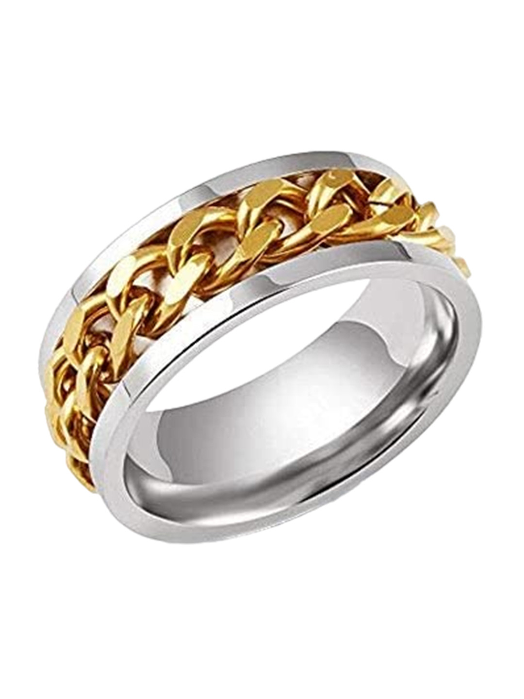 VIEN 18KT Gold-Plated Rotatable Link Chain Finger Ring