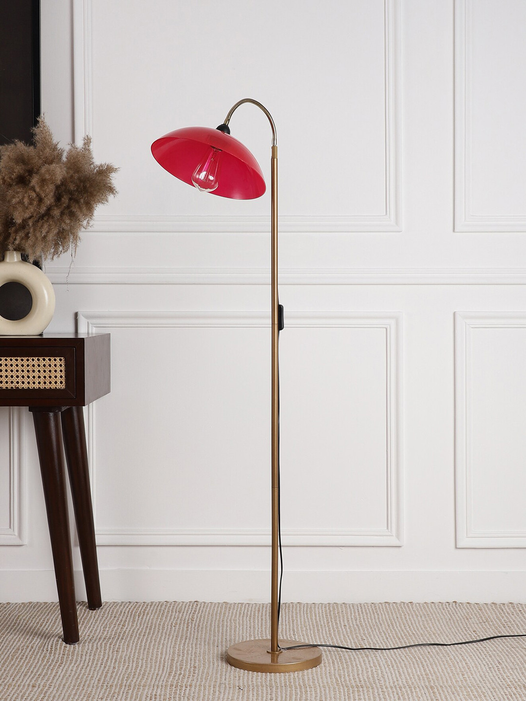 SANDED EDGE Red & Gold Toned Contemporary Floor Lamp