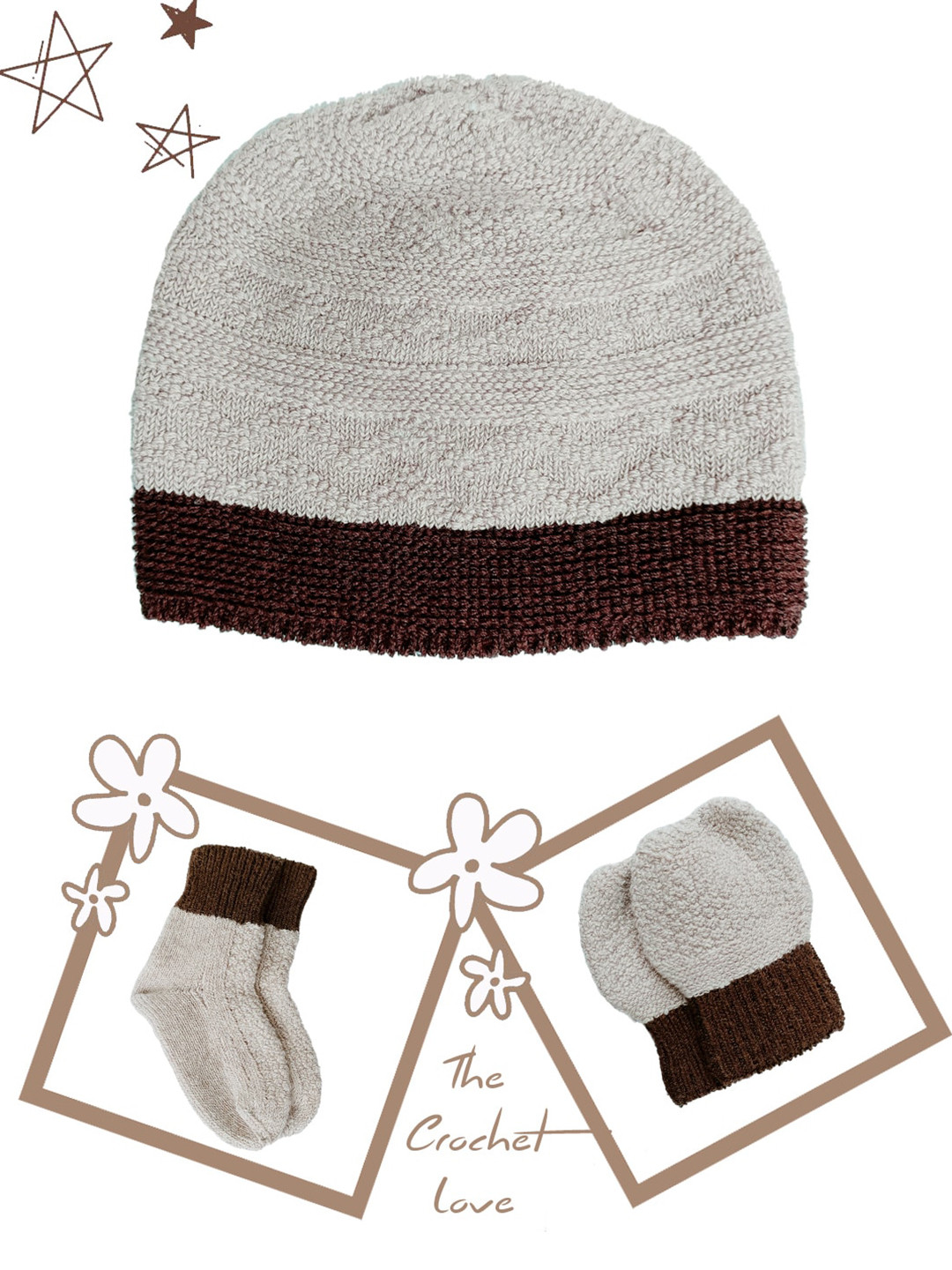 Bharatasya Kids Self Design Pure Cotton Beanie with Socks & Mitten