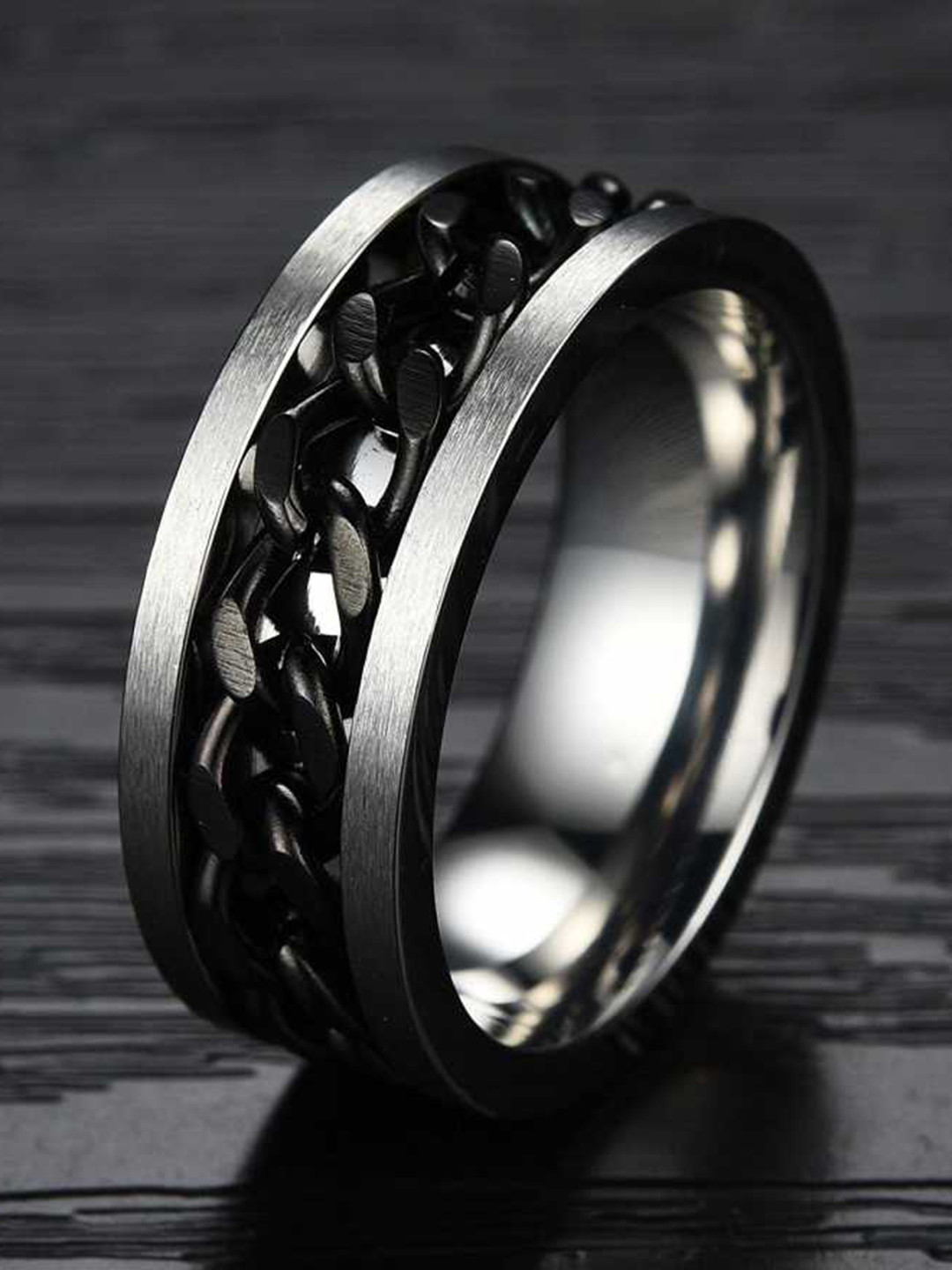 MEENAZ Silver-Plated Chain Linked Finger Ring