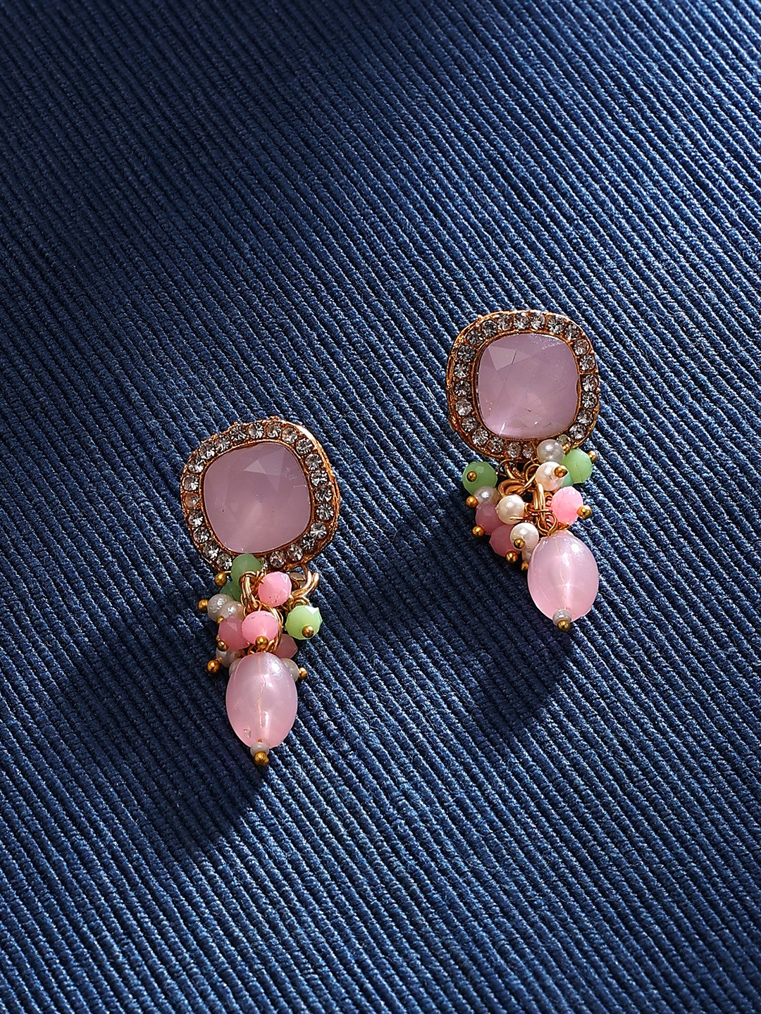 Zaveri Pearls Gold Plated Contemporary Drop Earrings
