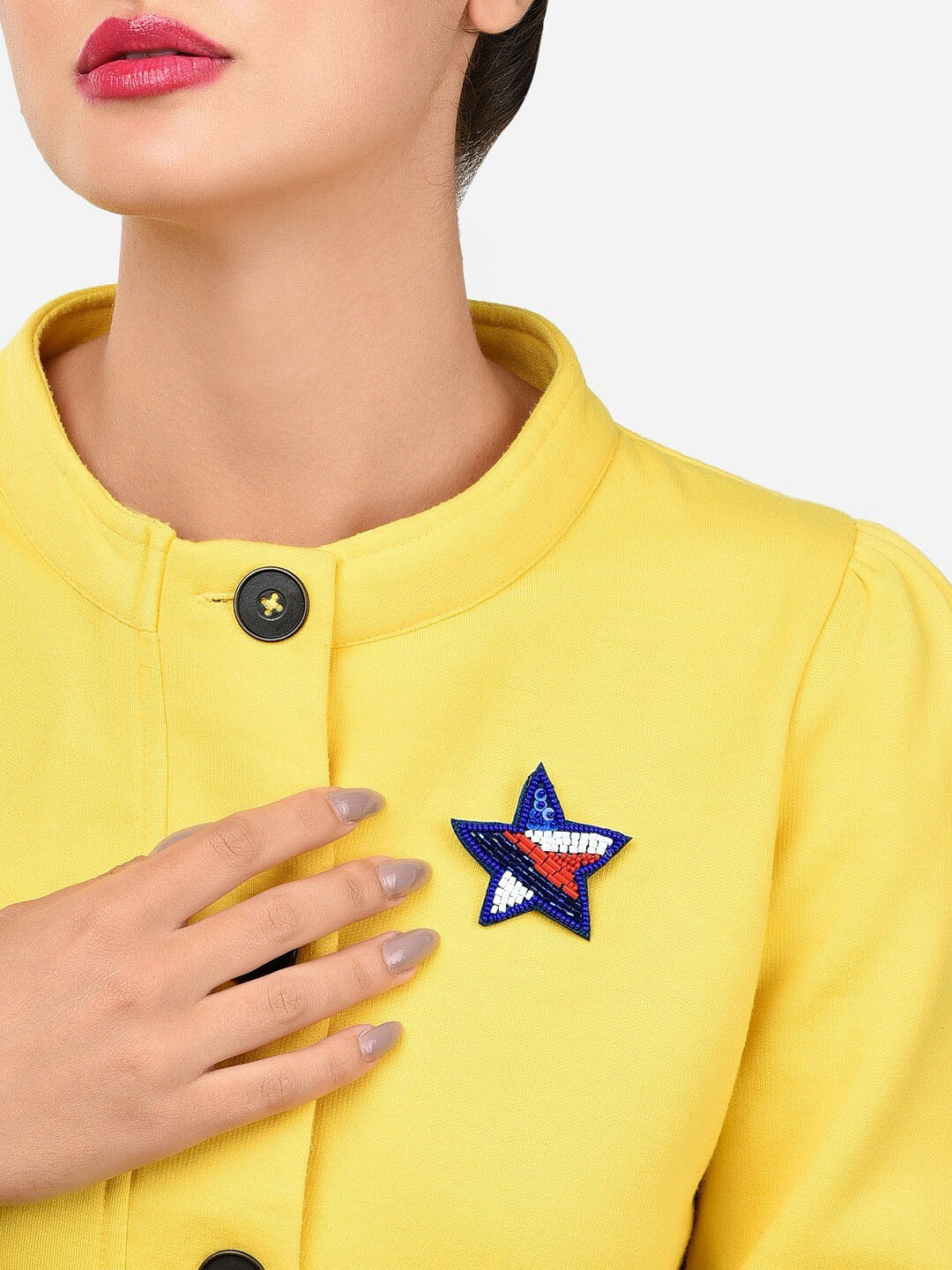 Zaveri Pearls Stone-Studded & Beaded Star Brooch