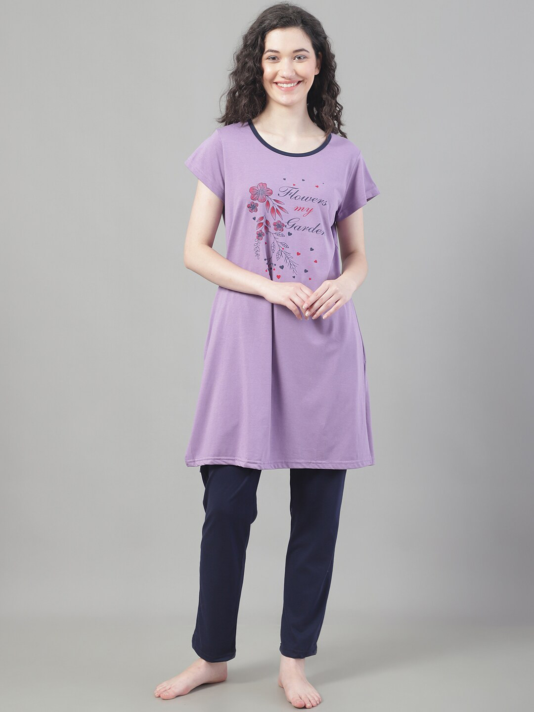 PERFECT LINE Floral Printed Night Suit