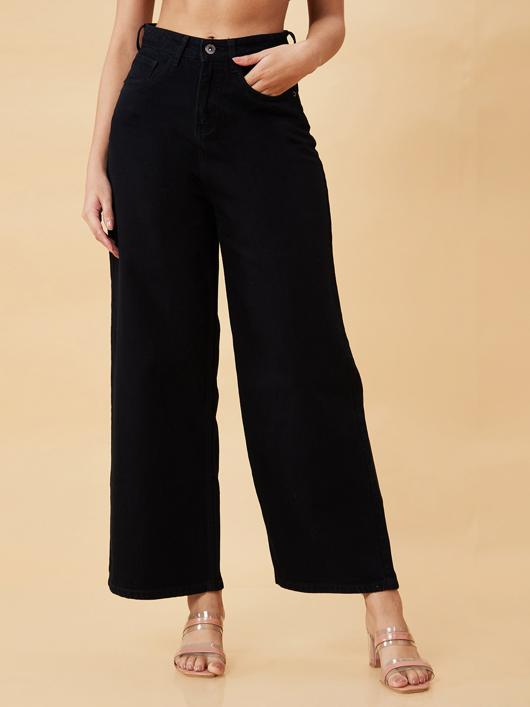 Globus Stretchable Mid-Rise Wed Leg Wide Leg Jeans