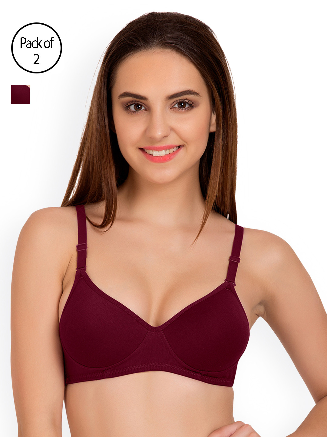 Tweens Burgundy Pack of 2 Full-Coverage T-shirt Bras TW91301