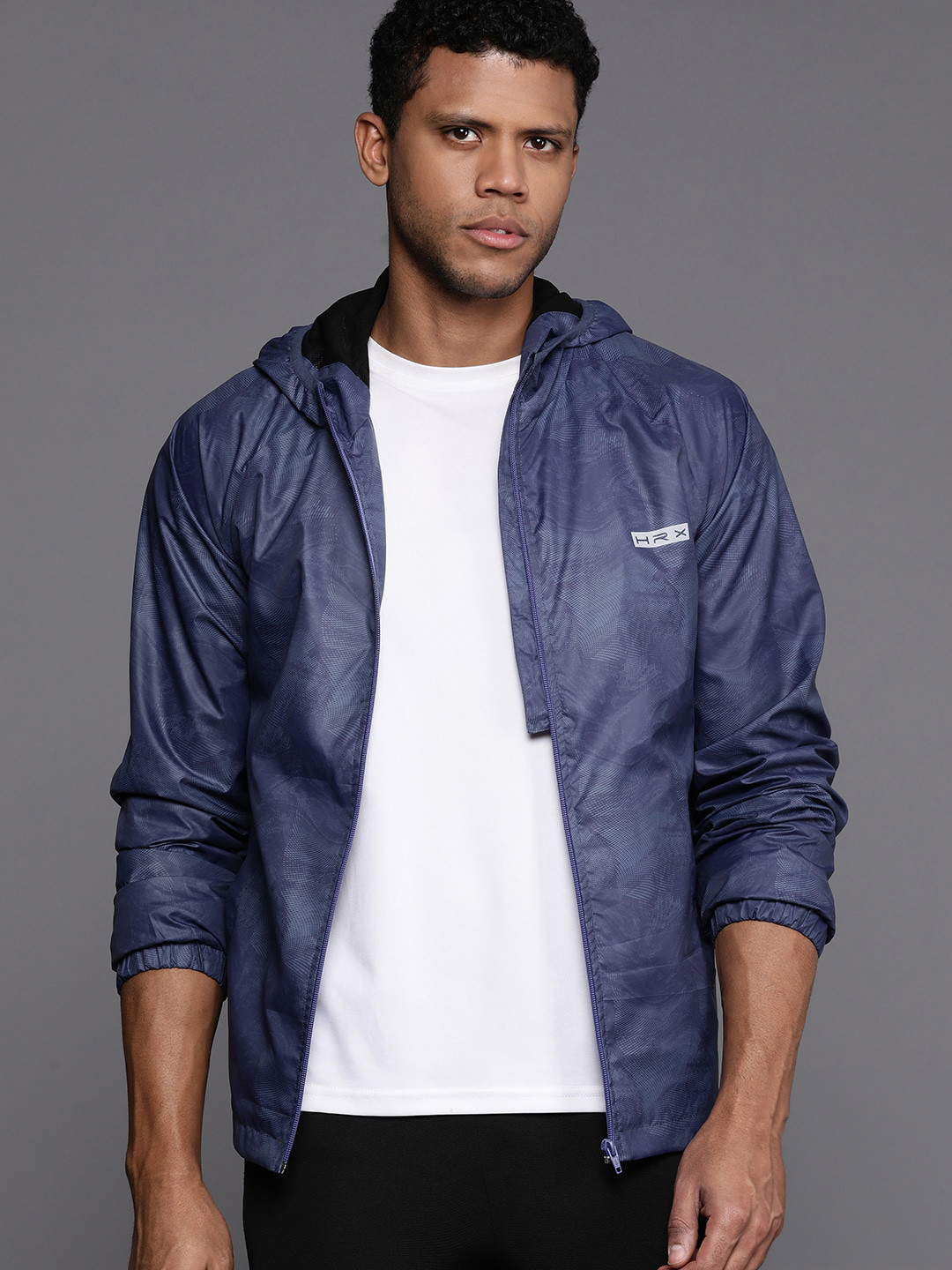 HRX by Hrithik Roshan Abstract Print Rapid-Dry Packable Training Jacket