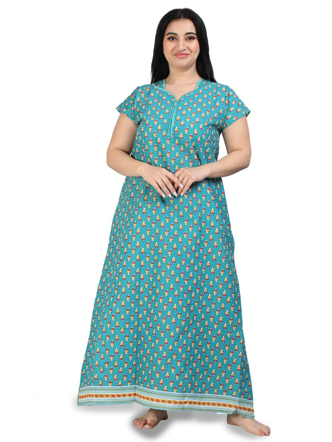 Zionity Floral Printed Maxi Nightdress