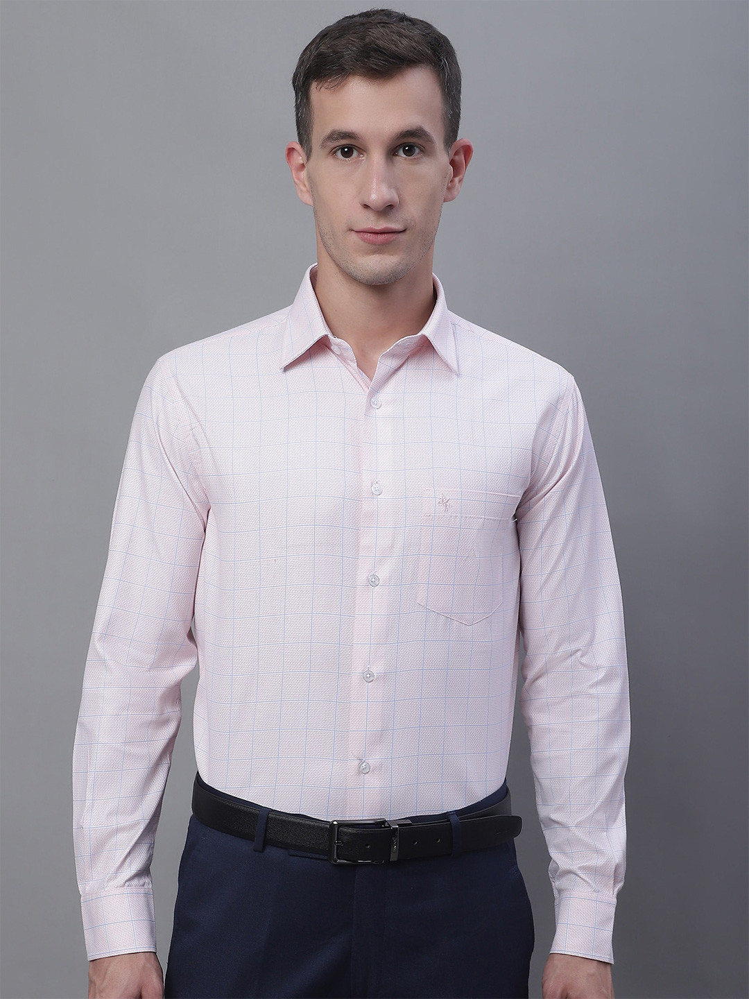 Cantabil Comfort Windowpane Checks Cotton Formal Shirt