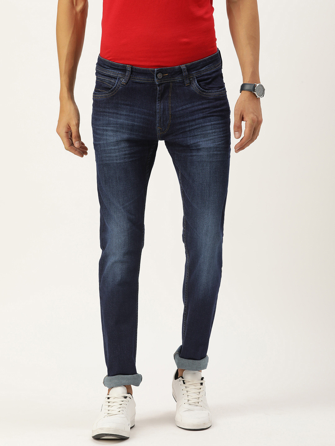 Peter England Casuals Men Slim Fit Light Fade Stretchable Jeans
