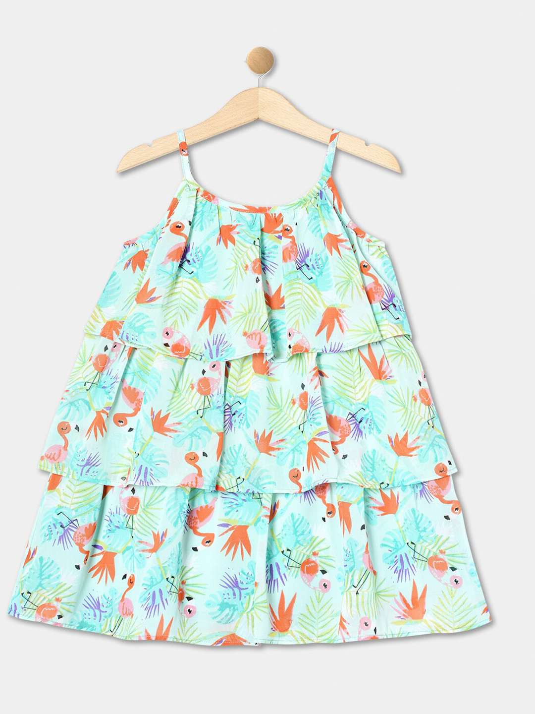 R&B Girls Conversational Printed Layered A-Line Dress