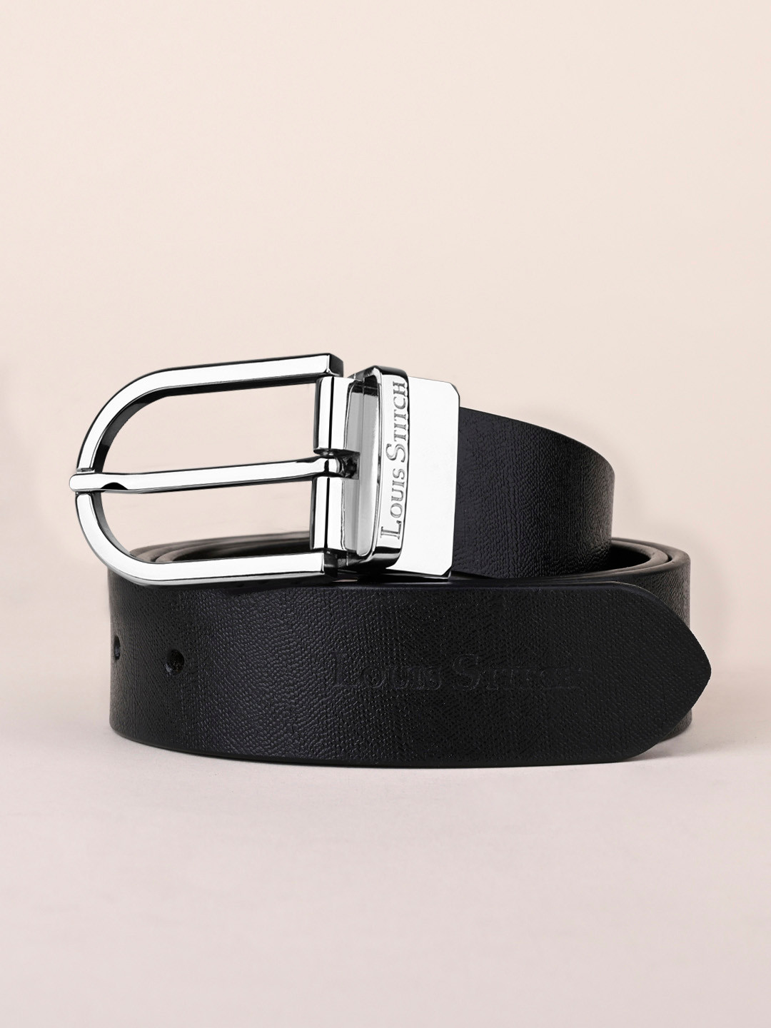 LOUIS STITCH Men Italian Leather Textured Reversible Belt