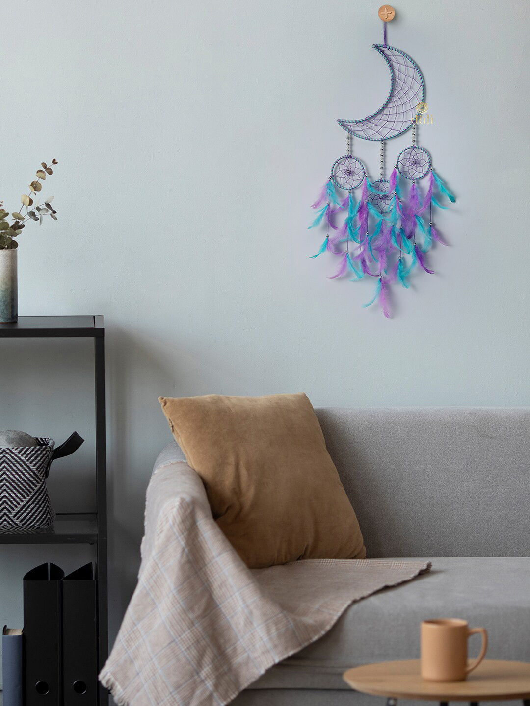 DULI Blue & Purple Moon Shaped Hanging Windchimes