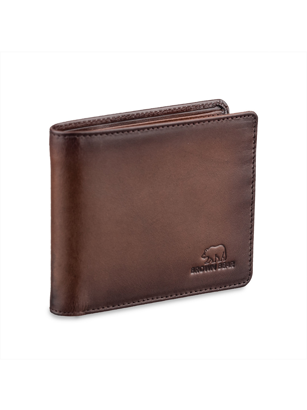 BROWN BEAR Men Leather Two Fold Wallet
