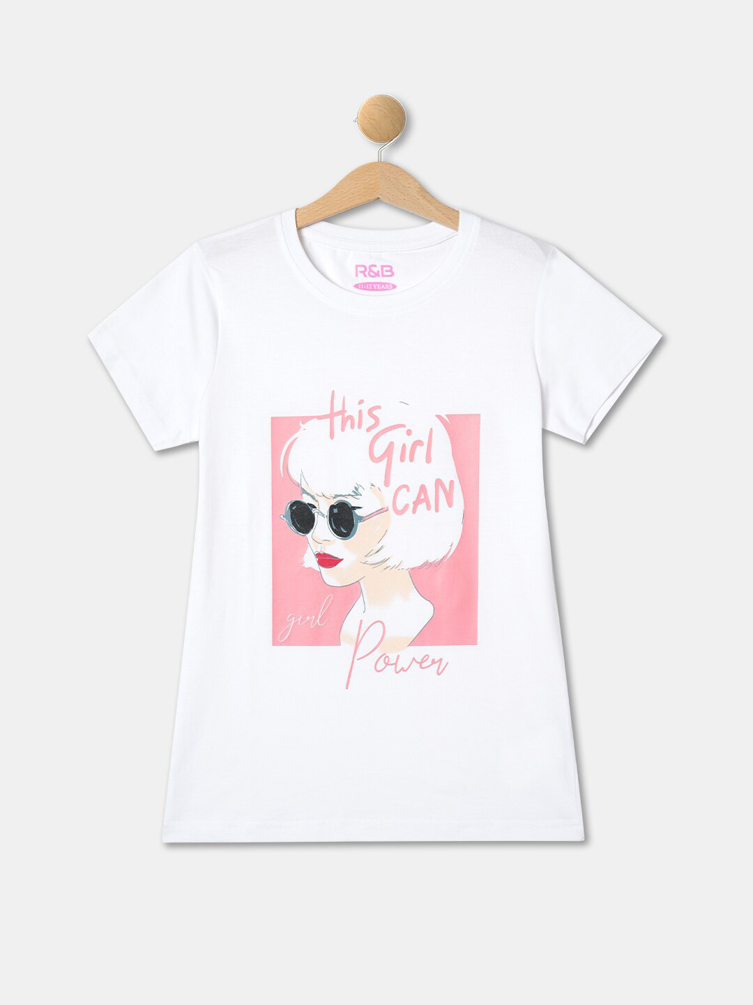 R&B Girls Graphic Printed Cotton T-shirt