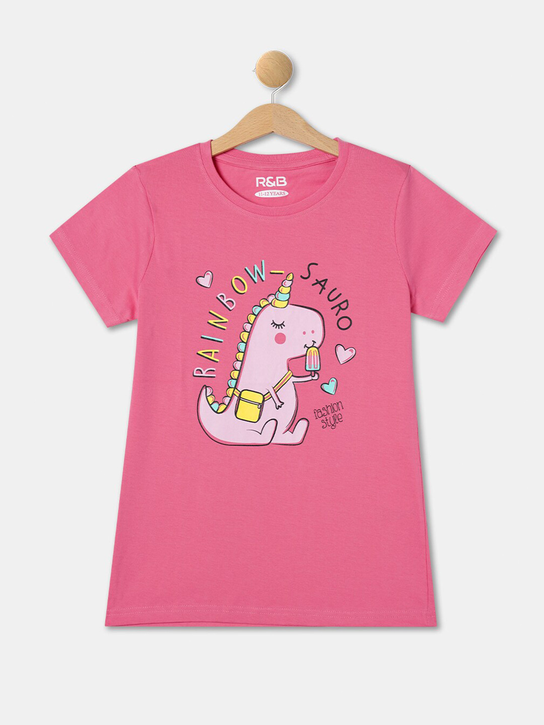 R&B Girls Graphic Printed Cotton T-shirt