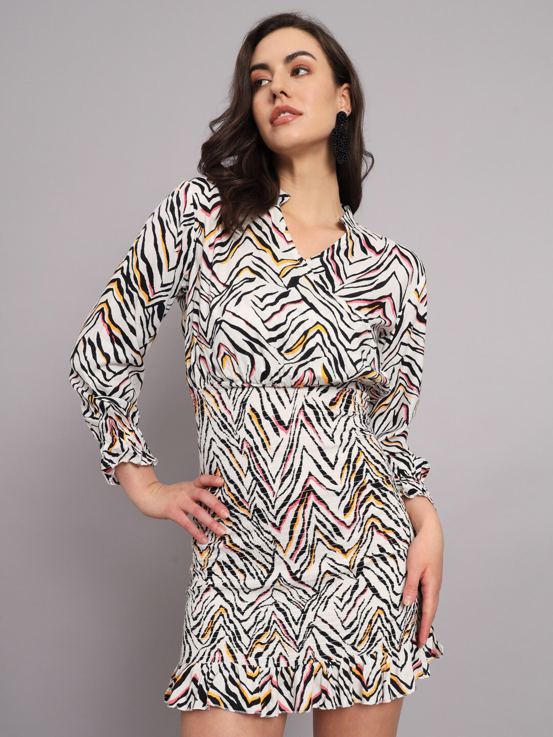 The Dry State Black Animal Print Shirt Dress