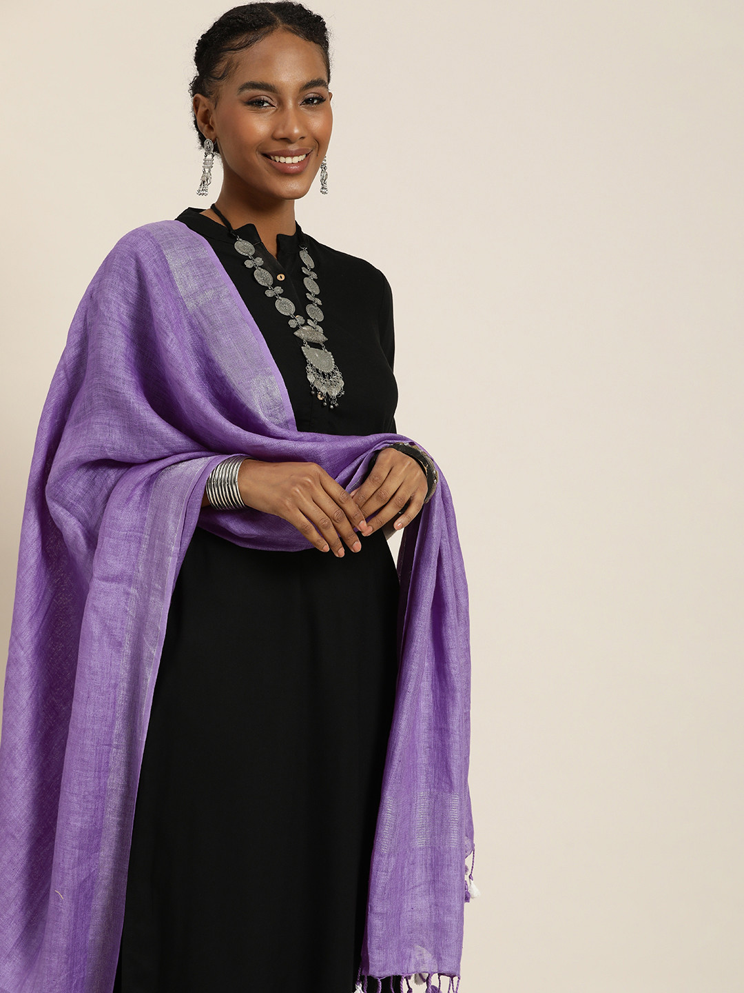 Taavi Zari Linen Dupatta