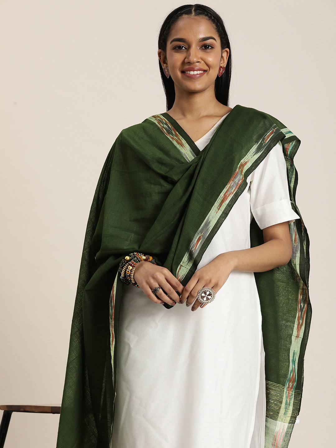 Taavi Pure Cotton Ghicha Handloom Dupatta