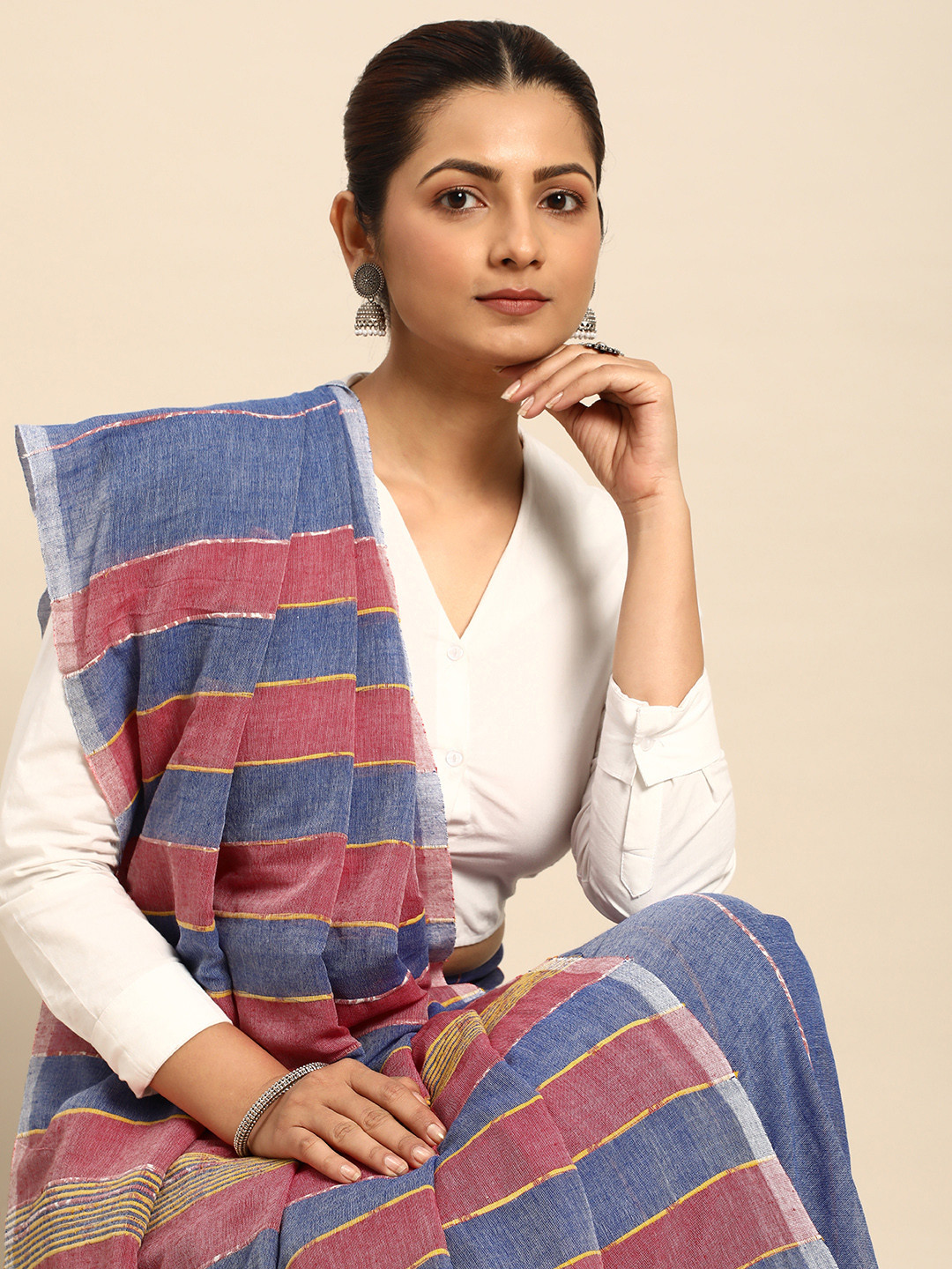 Taavi Striped Pure Cotton Saree