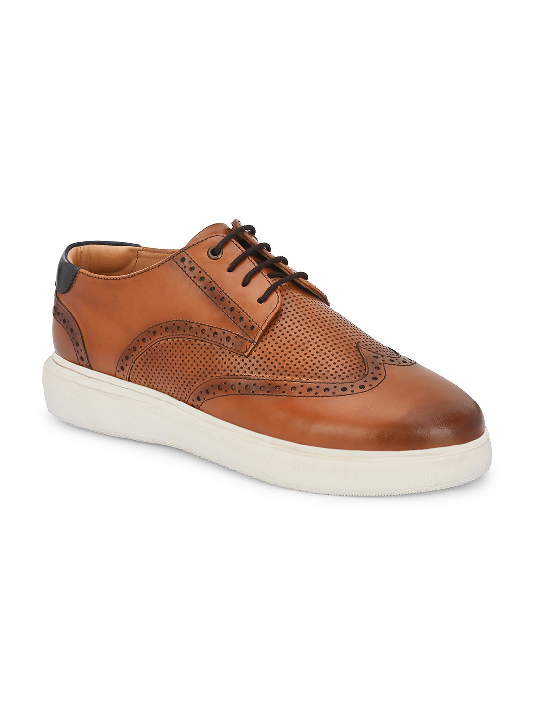 Harrytech London Men Textured Leather Lightweight Memory Foam Half Brogues Sneakers