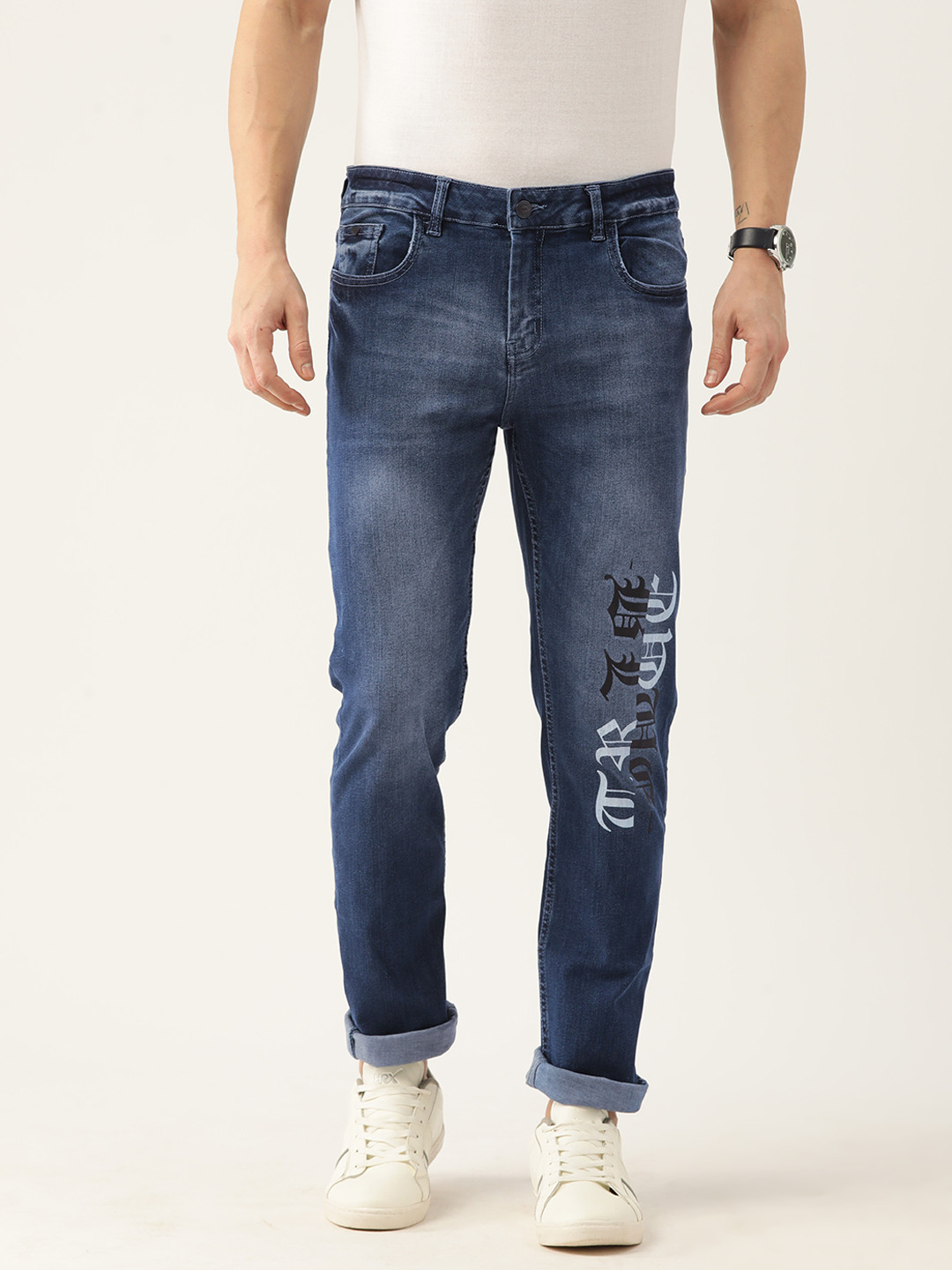 Splash Men Light Fade Printed Stretchable Jeans